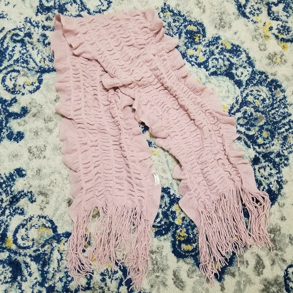 Parfois Dusty Pink Ruffle Fringe Oblong Scarf - Picture 3 of 4